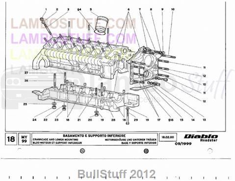 1999 Lamborghini Diablo Roadster USA Crankcase And Lower Mounting (18.02.00)